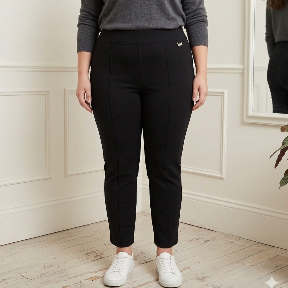 Jenna Rose Black Ponte Knit Pull-On Pants Women's Size XL Stretch Comfort